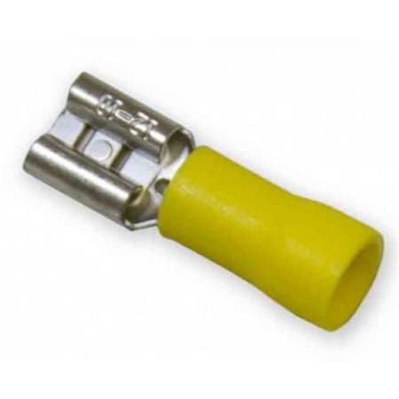 Wirthco 12-10 AWG Vinyl Female Quick Disconnect Silver End with Yellow Boot W48-80827